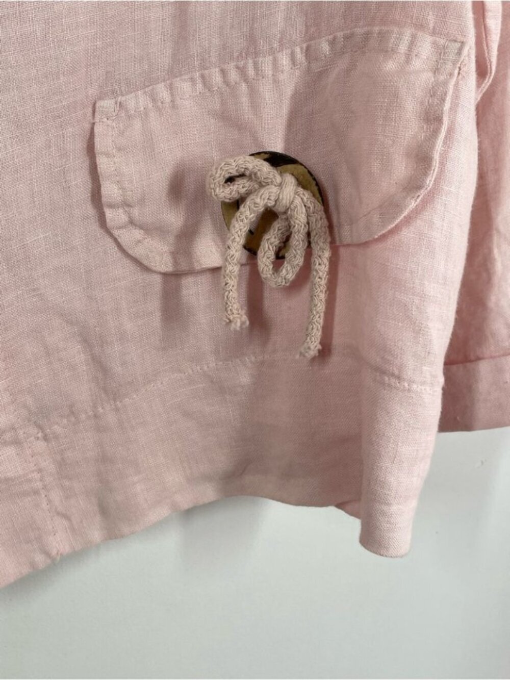 Linen O Light Pink Jacket Blazer Boho Minimalist Lightweight Lagenlook Chic - Picture 4 of 11